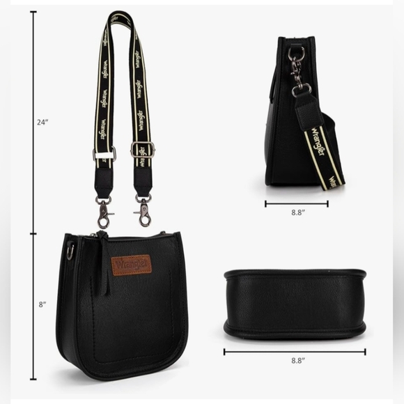 Wrangler Black Leather Shoulder Bag - Picture 12 of 12